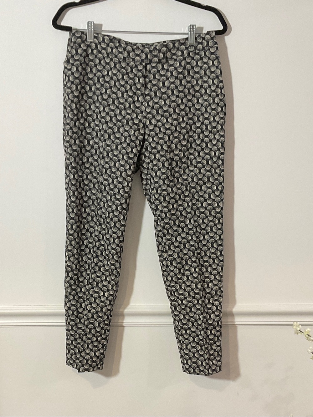 Anne Klein Black and White Patterned Straight Leg Pants